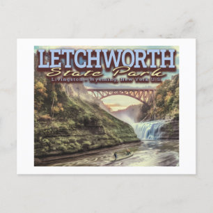 RIVER CANOEING - LETCHWORTH STATE PARK - NEW YORK POSTCARD