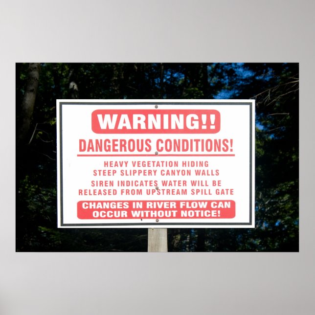 River Dam Warning Sign Print (Front)