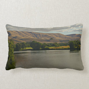 river, desert and farmland landscape, peaceful lumbar cushion