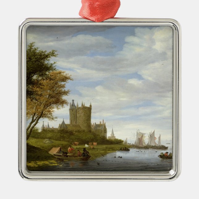 River Estuary with a castle Metal Tree Decoration (Front)