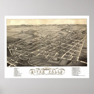 River Falls, WI Panoramic Map - 1880 Poster