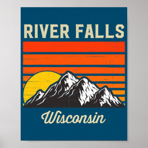 River Falls Wisconsin Retro City State USA  Poster