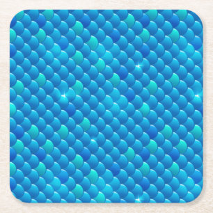 river fish scales square paper coaster