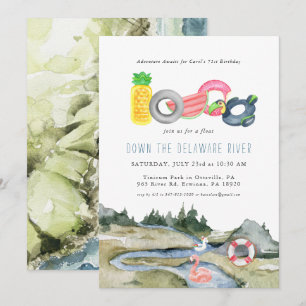 River Floating Tubing Party   Watercolor Floaties