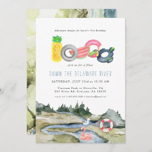 River Floating Tubing Party   Watercolor Floaties