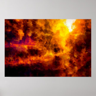 River flows through the colors of autumn Landscape Poster