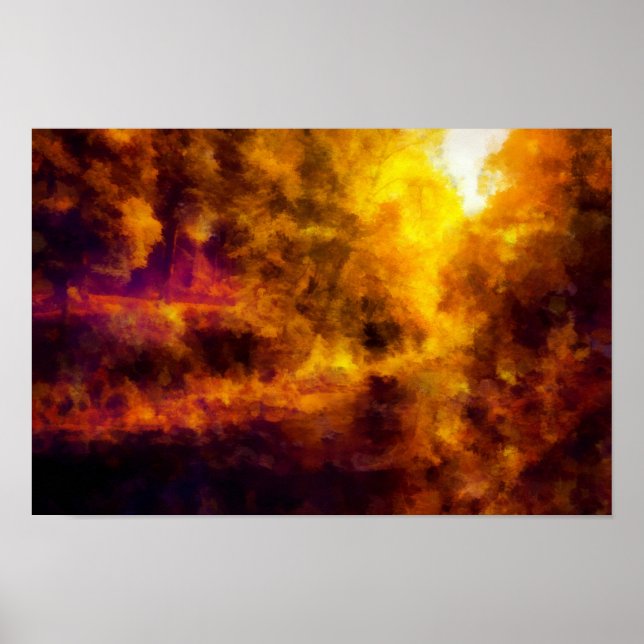 River flows through the colors of autumn Landscape Poster (Front)