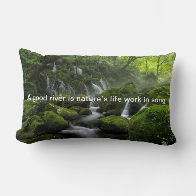 River - Green forest - Quote Mix Lumbar Cushion (Front)
