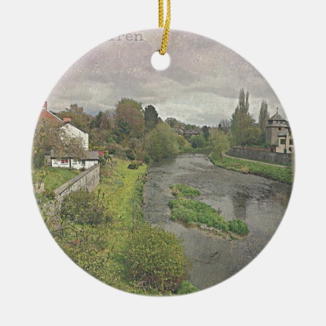 River Hafren in Newtown, Powys Ceramic Tree Decoration (Front)