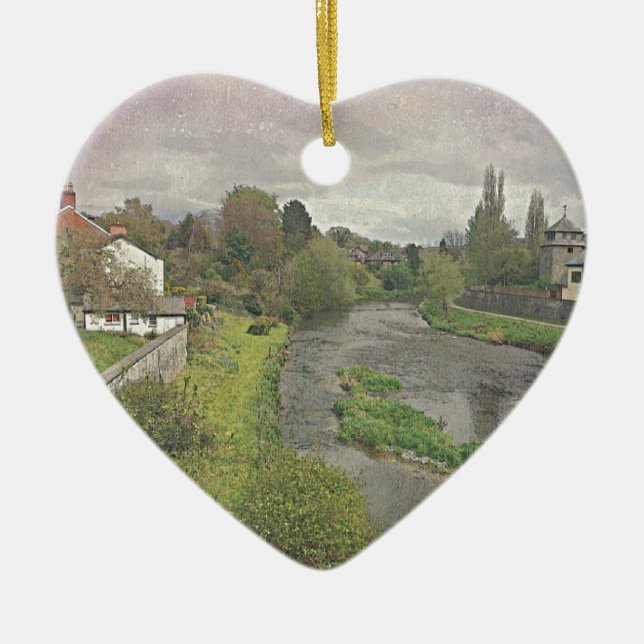 River Hafren in Newtown, Powys Ceramic Tree Decoration (Front)