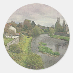 River Hafren in Newtown, Powys Classic Round Sticker
