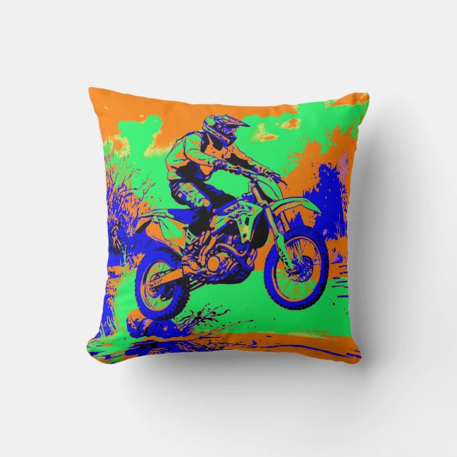 River Hopping - Motocross Rider  Cushion (Front)