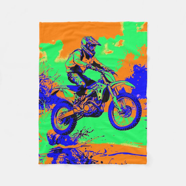 River Hopping - Motocross Rider  Fleece Blanket (Front)