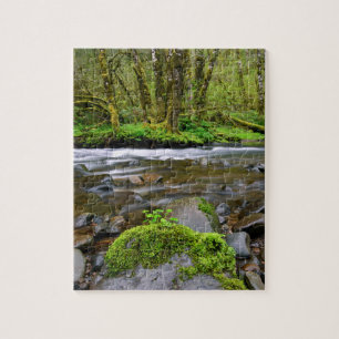 River in green forest, Oregon Jigsaw Puzzle