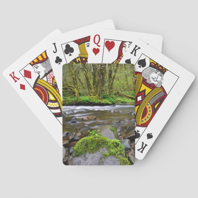River in green forest, Oregon Playing Cards (Back)
