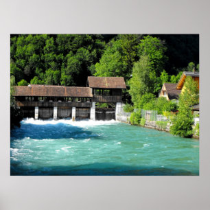 River in Interlaken west in Switzerland Poster