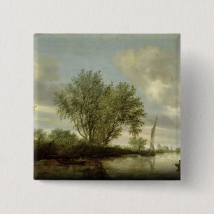 River Landscape, 1645 15 Cm Square Badge
