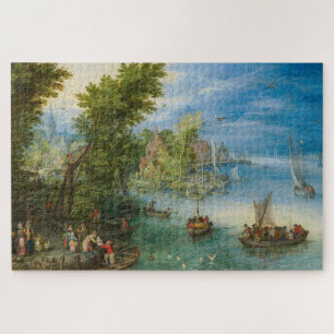 River Landscape by Jan Brueghel the Elder Jigsaw Puzzle