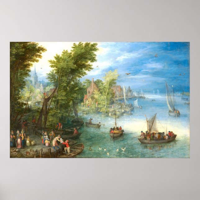 River Landscape - Jan Brueghel Fine Art Poster (Front)