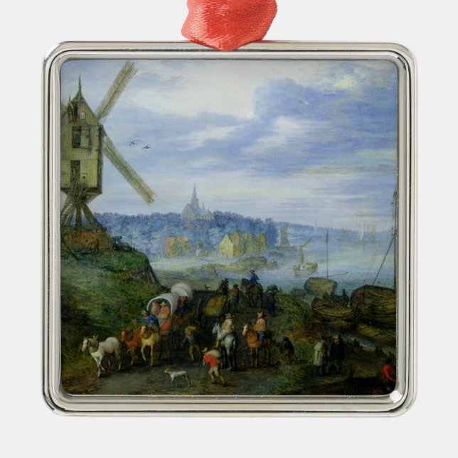 River Landscape Metal Ornament (Front)