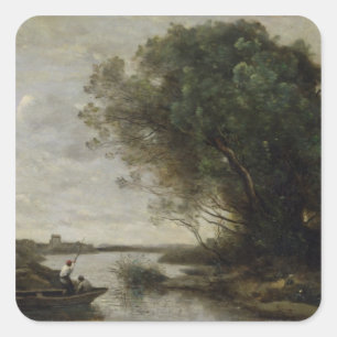 River Landscape Square Sticker