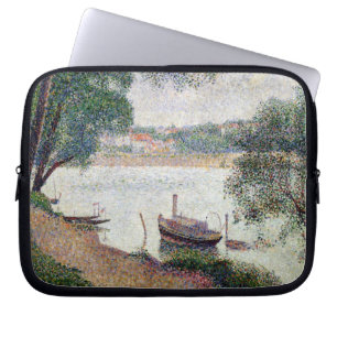 River Landscape with a boat Laptop Sleeve