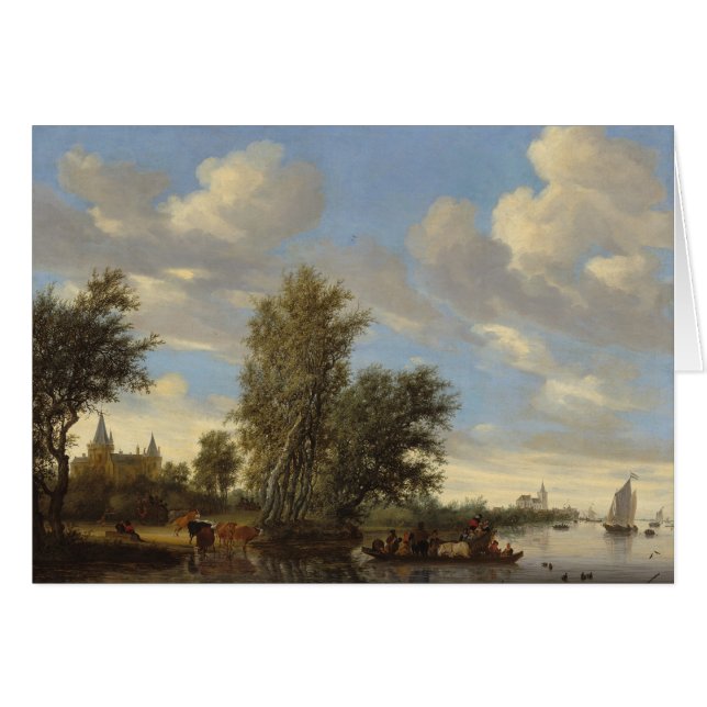 River Landscape with Ferry, 1649 (oil on canvas) (Front Horizontal)