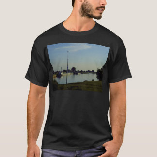 River Landscape With Ships In Summer. Photography. T-Shirt