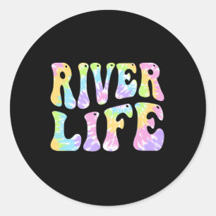 River Life Fun Fishing Boating River Bum Women Gir Classic Round Sticker