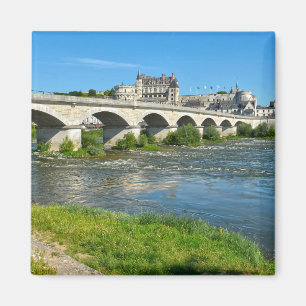 River Loire and bridge at Amboise in France Postca Magnet