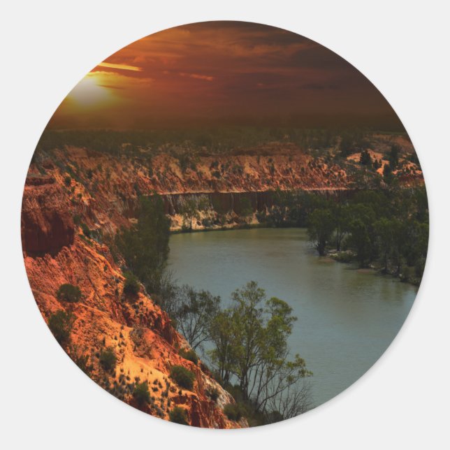 River Murray Australia Sunset, Round Stickers (Front)
