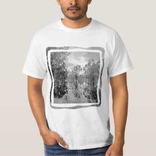 River Murray Black White Photo Gum Tree Reflection T-Shirt