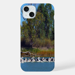 "River Murray's Fishermen: A Pelican Gathering" iPhone 15 Plus Case