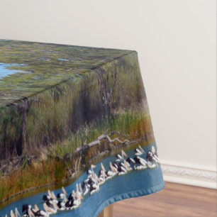 "River Murray's Fishermen: A Pelican Gathering" Tablecloth