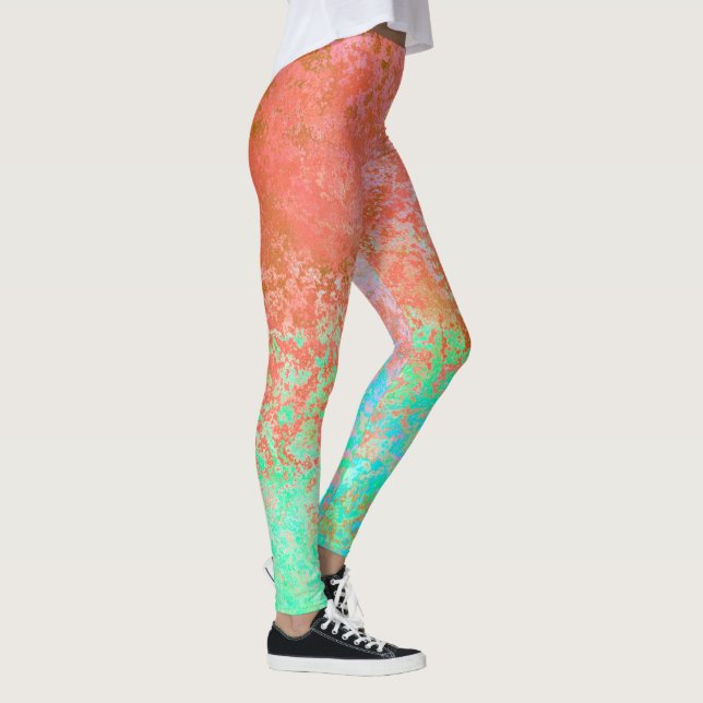 River of Fire Orange Alcohol Ink Abstract Leggings (Right)