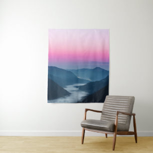 River of fog flowing through mountains at sunrise tapestry