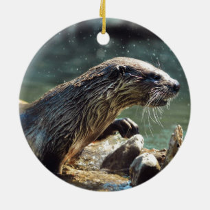 River Otter Animal-lover's Wildlife Photo Ceramic Ornament