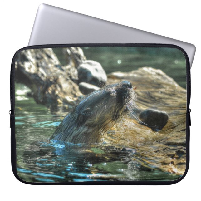 River Otter Animal-lover's Wildlife Photo Laptop Sleeve (Front)