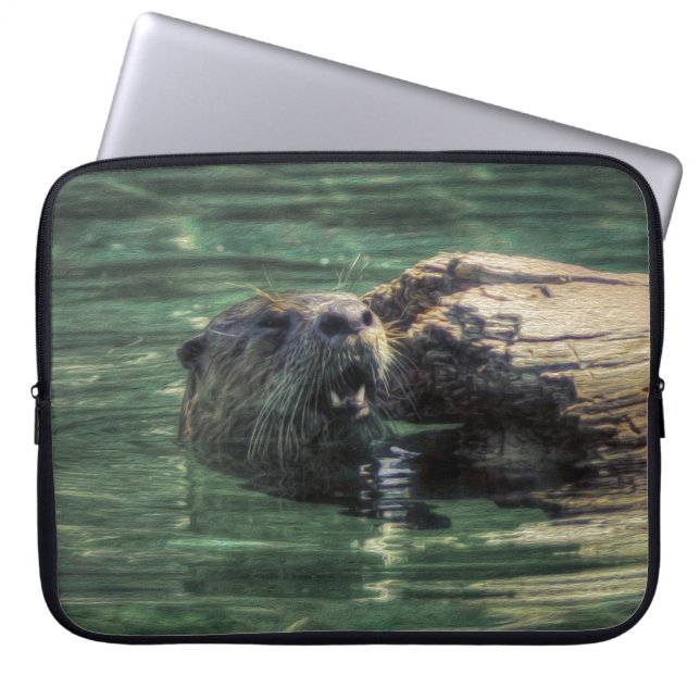 River Otter Animal-lover's Wildlife Photo Laptop Sleeve (Front)