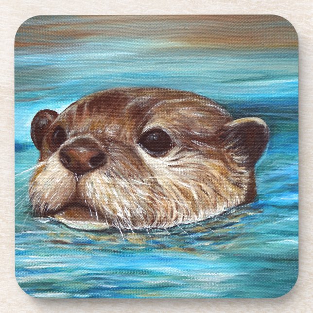 River Otter Painting Coaster (Front)