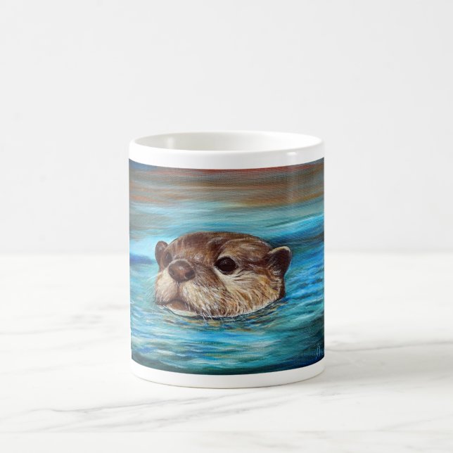River Otter Painting Coffee Mug (Center)