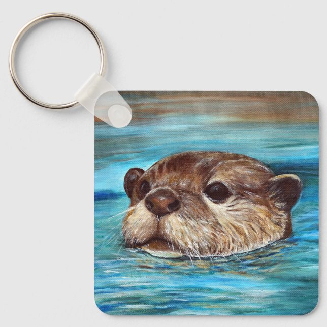 River Otter Painting Keychain (Front)