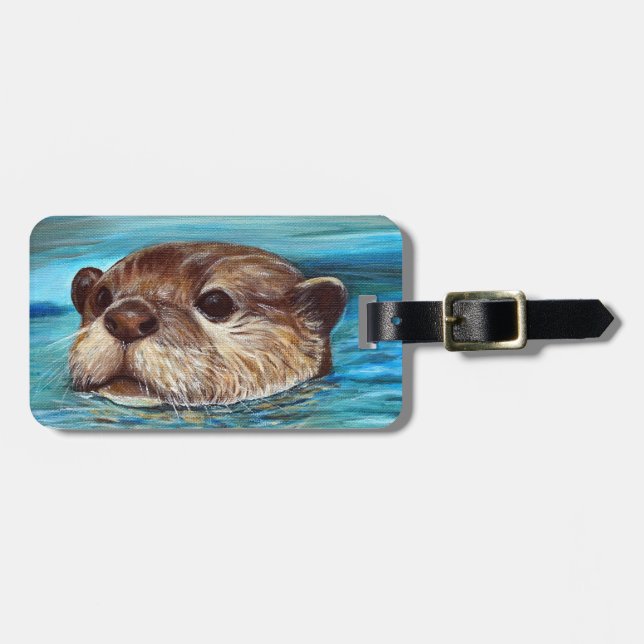 River Otter Painting Luggage Tag (Front Horizontal)