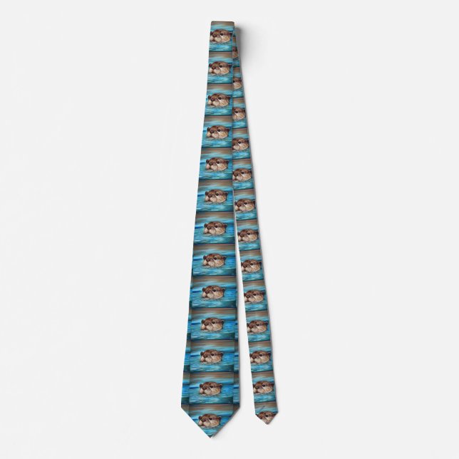 River Otter Painting Tie (Front)