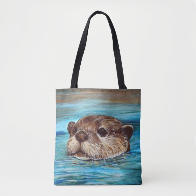 River Otter Painting Tote Bag (Front)