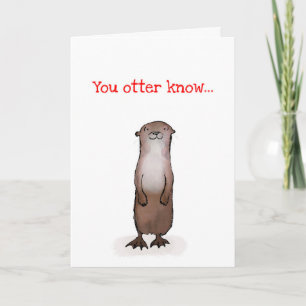 River otter Valentine's Day card