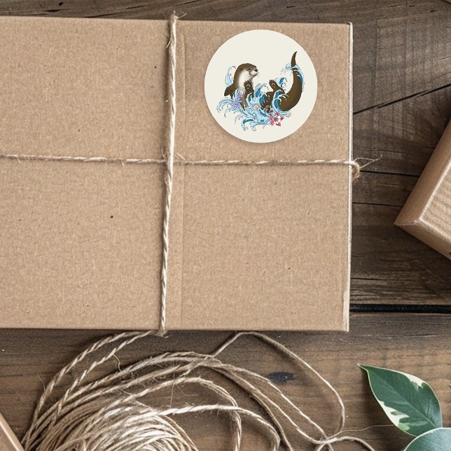 River Otter Water Cute Classic Round Sticker (Creator Uploaded)