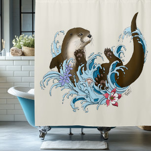 River Otter Water Cute Shower Curtain