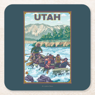 River RaftingUtah Square Paper Coaster