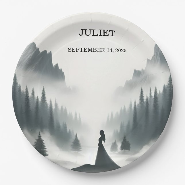River Rain Cloud Smoky Mountain Bridal Shower Paper Plate (Front)